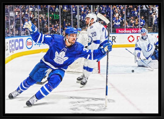 Auston Matthews Toronto Maple Leafs Framed 20" x 29" Celebration Canvas 31.5" x 22.5"